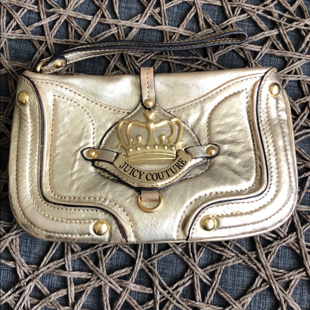 Gold wristlet bag